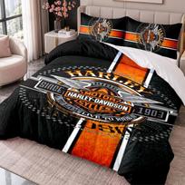 Harley-Davidson 3Pcs Bedding Set Duvet Cover With Two Pillowcases For Bedroom Home Decoration 140cmx210cm