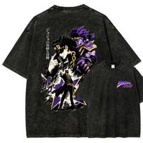 Jojo's Bizarre Adventure Vintage Washed Oversized T-shirt Men Women Streetwear Y2k Pure Cotton Retro 90s High Quality Female Male Clothing XXXL black