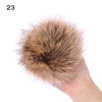 15cm Big Women Beanies Cap Fur Pompom Imitation Knitted Hat Skullie 23 brown