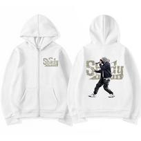 Hip Hop Singer Eminem Zip Up Hoodie Slim Shady Music Album Rap Graphic Hooded Men Fashion Zipper Sweatshirt Unisex Fleece Coats L white