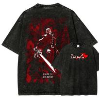 Devil May Cry Washed T-shirt 2026 New Model personality Clothes shirt Year round clothing Streetwear Trendy high quality Couples M black