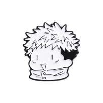 Jujutsu Kaisen Gojo & Yuji Metal Brooch - Cute Cartoon Character Badge black
