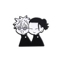 Jujutsu Kaisen Gojo & Yuji Metal Brooch - Cute Cartoon Character Badge white