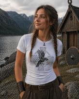 Viking Raven T-Shirt for Women, Norse Mythology Celtic Knot Tee, Nordic Graphic Shirt, Scandinavian Clothing Gift S gray