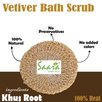 Saara HERBAL FRESH Vetiver Bath Scrubber, Ramacham, Reusable natural and Original Bath Scrubber, (Pack of 6) beige