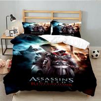 3PCS Assassin Bedding Set Printed Duvet Cover Closure Includes 1 Duvet Cover & 2 Pillowcases for All Seasons Bedroom Decor 135cmx200cm