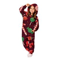 Children's Christmas Flannel Printed One-Piece Pajama Romper for Holiday Loungewear 120 black