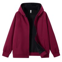 Men Plus Size Zip Up Hoodie Contrast Lining Full‑Zip Hooded Sweatshirt Casual Loose Outerwear For Big Men 13XL(165kg-175kg) black