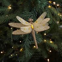 Glitter Dragonfly Hanging Decoration with Clip Christmas Tree Decorations  Festival Decoration Style 4 beige