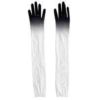 Ultra-thin Sunscreen Mittens Elbow Mesh Full Finger Gloves Gradient Color Gloves  Women white