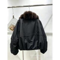 Trumpa moteriška laisvalaikio madinga paprasta balta anties pūkų Parker striukė rudeninė ir žieminė šilta striukė dirbtinio lapės kailio atvartas One size fits all black