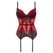 Women Sexy Breathable Mesh Strappy Intimate Lingerie Daily Wear L red