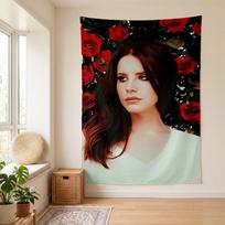 Lana Del Rey (57) Sieninė gobelenas Stilingas sienos kabinamas elementas miegamajam, svetainei, bendrabučiui Graži dovana šeimai ir draugams 100cmx150cm white