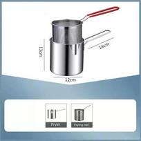 1PC Stainless Steel Deep Fryer With Frying Basket Multifunctional Small Pot Kitchen Specific Frying Chicken And Other Cooking ToolsS gray