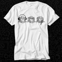 Three Wise Cheeky Monkey Hear See Speak Evil Headphones Sing Glass T Shirt Best Seller Gift Unisex Top Adult Tee Music Movie OZ588 150