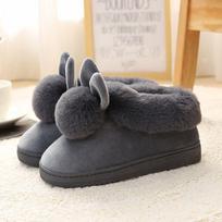 Ultra-soft Indoor Women Bunny Rabbit Plush Slippers For Winter Comfort EU38-39=Foot Length 24cm black
