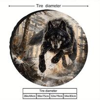 Majestic Wolf In Dark Forest Design Spare Tire Cover - Durable, Perfect For Rvs And Campers - Ideal For Travel And Outdoor Adven 16inch