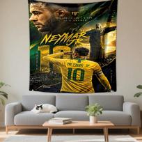 Tapestry Neymar Jr Brazil 10 Saluting Christ Redeemer Green Gold Sunset NEYMAR JR Poster 180x230cm(70x90in)