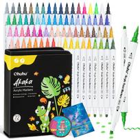 Ohuhu Acrylic Paint Markers Cotton Core 72 Colors Dual Tips Paint Pens High Opacity Acrylic Markers Waterproof Lightfast Drawing