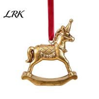 Retro Golden Hanging Decorations Christmas Tree Ornament, Bell Wreath Horse Stocking Window Festive Ornaments Locomotive Pinecone Decor, Xmas Pendant J beige