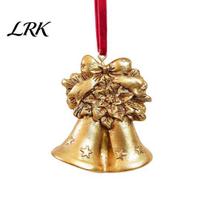 Retro Golden Hanging Decorations Christmas Tree Ornament, Bell Wreath Horse Stocking Window Festive Ornaments Locomotive Pinecone Decor, Xmas Pendant A