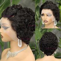 Chioma Curly Pixie Glueless HD Lace Closure Wig 13X4 HD Full Frontal Wig Short Bob Cut Human Hair Wigs For Women Preplucked 6inches&180% gray
