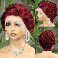 Chioma Curly Pixie Glueless HD Lace Closure Wig 13X4 HD Full Frontal Wig Short Bob Cut Human Hair Wigs For Women Preplucked 6inches&180% gray