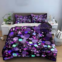 Glittery Purple Design Trio Set  Bedding Set with 1 Duvet Cover 2 Pillowcases Single Double King Queen, Gift EU Twin 135X200cm&set