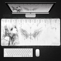 Black White Angel Mouse Pad Large PC Gaming Anime Pretty Girl DeskMat XXL Cartoon Laptop Keyboard Gamer Accessories Office Setup 40x90x0.3cm