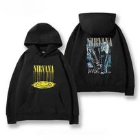 Hot Sale Nirvana Kurt Cobain Classic Poster Graphic Print Hoodies Men Women Sweatshirt Streetwear Loose Casual Oversize Pullover XL black