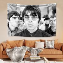 O-Oasis Band Tapestry Rock Music Home Decor Aesthetics Wall Hanging Background Room Dorm Outdoor Flag Concert Background Banner 100X70CM white
