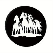 1pc Fit Spare Tire Cover With Elegant Horse Silhouette Design - Durable Polyester, Weatherproof Wheel Protector For RVs, SUVs, T 17inch