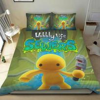 Wobbly Life Game 3D Printed Bedding Set Cartoon Duvet Cover Pillowcases for Girls Boys Gifts 135x200cm