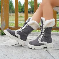 Thick-soled medium-tube snow boots for children, winter fluffy short boots, piled and thickened warm cotton shoes 40 black