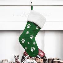 Cross-Border Red & Green Paw Print Snowflake Pet Christmas Stocking Red Embroidery Paw Print