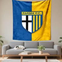 Parma FC Shield Crest Blue Yellow Split Color Wall Tapestry Football Club Fan Decor for Bedroom Man Cave Gift 150x200cm(59x78in)