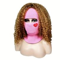 Explosive single-hole knitted mask embroidered love headgear acrylic wool balaclava hat one size fits all