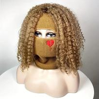 Explosive single-hole knitted mask embroidered love headgear acrylic wool balaclava hat one size fits all
