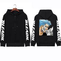 Bleach Grimmjow Jaegerjaquez Anime Zipper Hoodies Harajuku Cartoon Streetwear Long-sleeved Men Winter Warm zip up jacket coat S gray