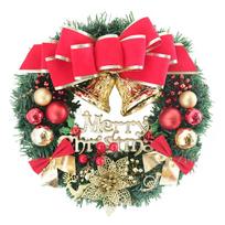 Kalėdinis vainikas kabinamas ant priekinių durų, rotango, dirbtinių pušų spyglių, sniego, girliandų, kabinamas papuošimas, Naujieji metai, Navidad, namų dekoracija D