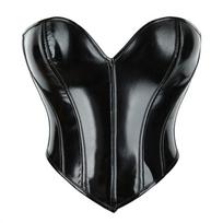 Sexy Pvc Leather Bust Support Body Shaping Top For Women S gray