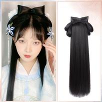 Ilgi senovės kinų perukas, vintažiniai galvos apdangalai, Hanfu kostiumo plaukų priedai, Hanfu perukas, galvos juosta, moterims 12 beige