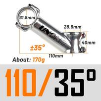 UNO Aluminum Bike Stem 7 17 35 Rise Angle Mountain Road Bikes Lightweight Upgrade Accessory 35 110mm Silver Print