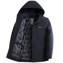 Men's Business Casual Padded Down Winter Jacket with Hood and Multiple Pockets XXL black