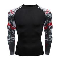 MMA marškinėliai vyriški Rashguard ilgomis rankovėmis Muay Thai marškinėliai Gi BJJ Jiu Jitsu MMA suspaudžiamasis marškinėlis sporto salės bokso marškinėliai S