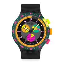 Laikrodis BIG BOLD CHRONO SWATCH NEON SEPPIA Swatch Neon Sepia SB02B104 Unisex Suaugusiems Juodas [Swatch] gray