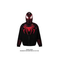 (XL, black) Spiderman Hoodie Zipper Cardigan Street Loose Jacket XL black