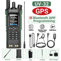 BAOFENG UV-32 GPS Walkie Talkie 10W Multi Band Bluetooth Programming Wireless Copy Frequency NOAA Long Range Ham Two Way Radio
