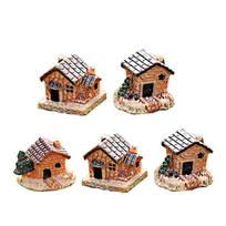 Gardening Decorations Micro Landscape Moss Cottages Figurines & Miniatures Mini Small House brown