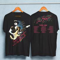 Vaughan Ray Stevie 1990 Tour Step Vintage T-Shirt Black Size Unisex Concert fans L gray